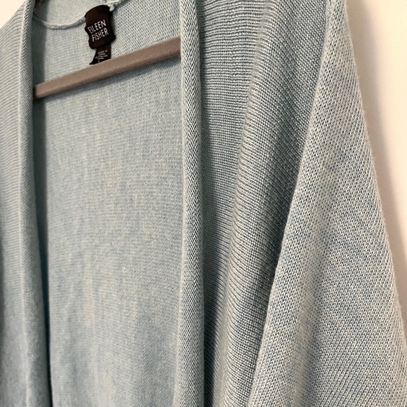 Eileen Fisher Soft Blue Merino Wool Open Cardigan - Picture 5 of 11